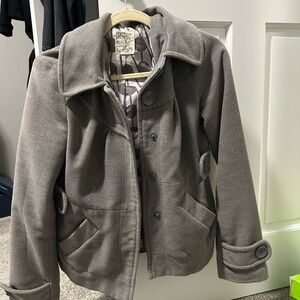 Tulle Gray Pea Coat for Women